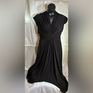 Michael Kors Black Draped Dress w/ Self-Tie Waist Sash